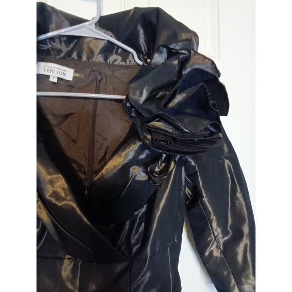 Rickie Freeman Terri Jon Taffeta Dress Sz 6 Metallic Brown - Picture 5 of 12